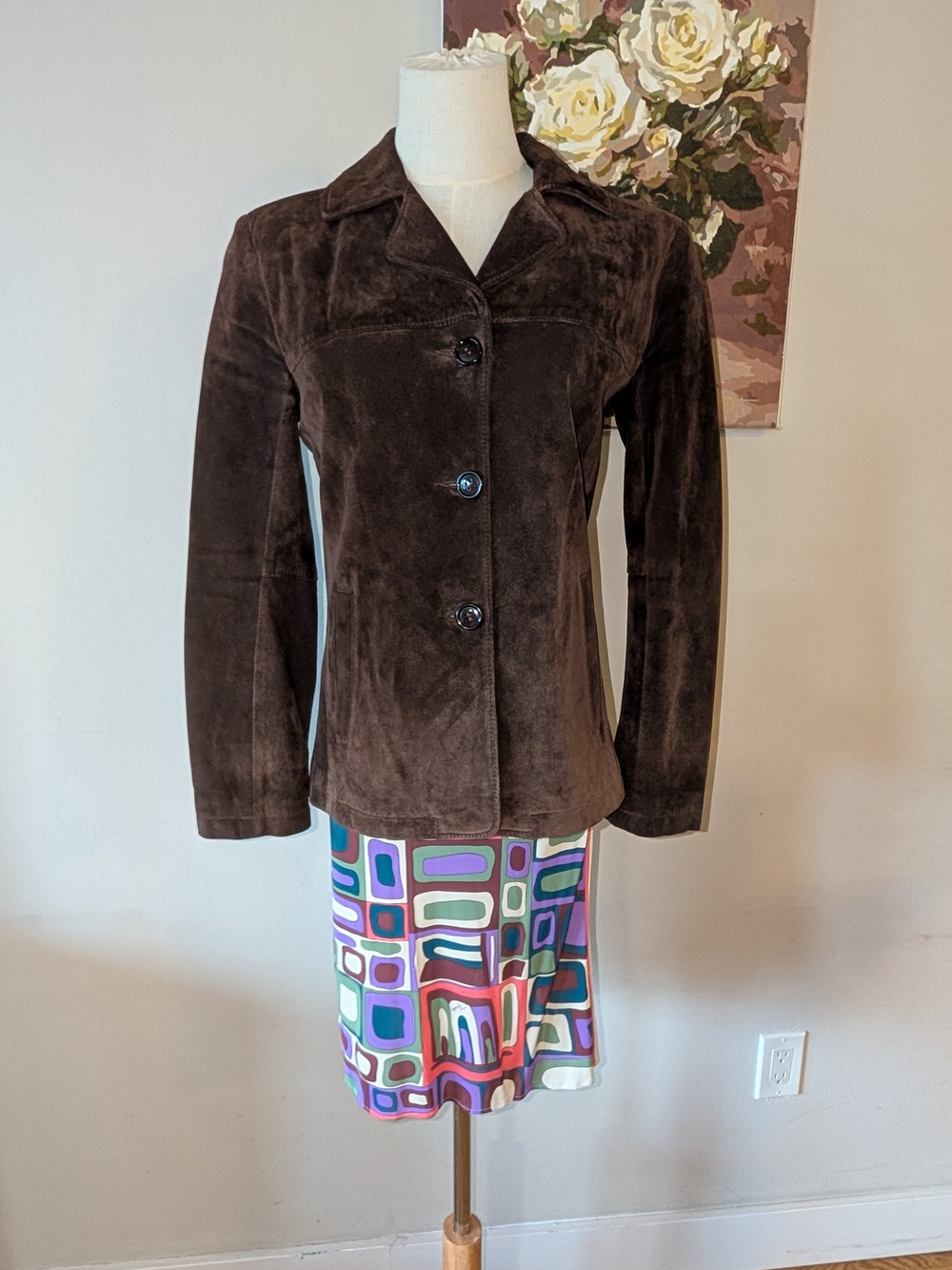 Roots Vintage (90s/00s) Brown Suede Button-Front Jacket